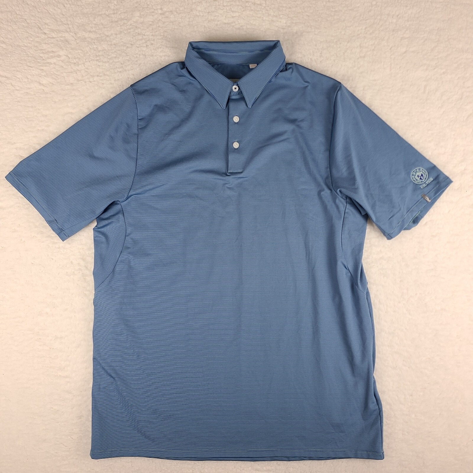 Kjus Soren Polo Shirt Mens Xl / 54 Blue Striped Comfort Performance Upf 50+